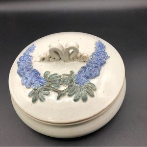 Mattay Studio Pottery Covered Dish w/ Applied Handle Floral Details 8”MINT